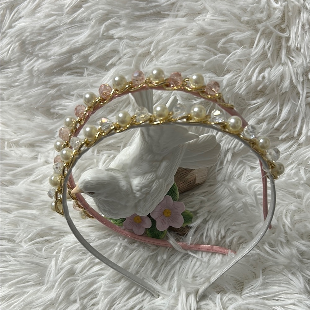 Gold and Pink Pearl Hair Accessory